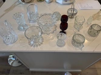 Vintage Crystal Glass Lot - 14 Pieces incl. Waterford Pitcher