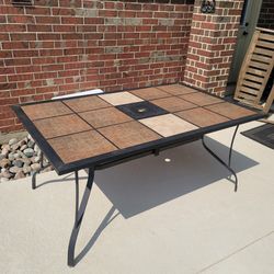 29H x 65W x 40D Metal and Tile Outdoor Table Outdoor Furniture