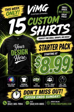 15 Custom Shirts – Only $8.99 Each!