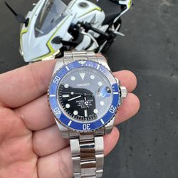 Exclusive Seiko Mod Watch Submarine 40mm - Blue Bezel