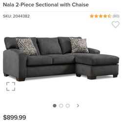 Nala 2 Piece Sectional W/ Chaise, Grey