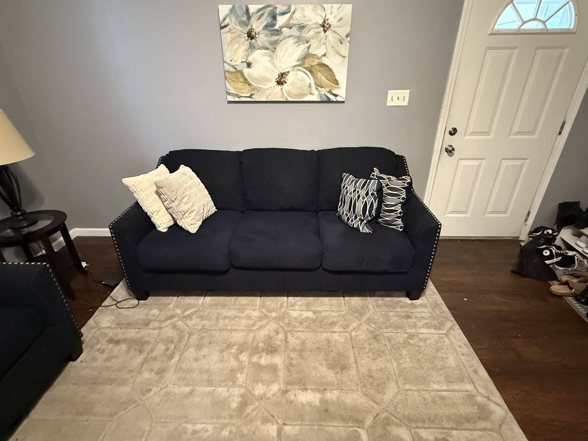 Navy Blur Couch Set