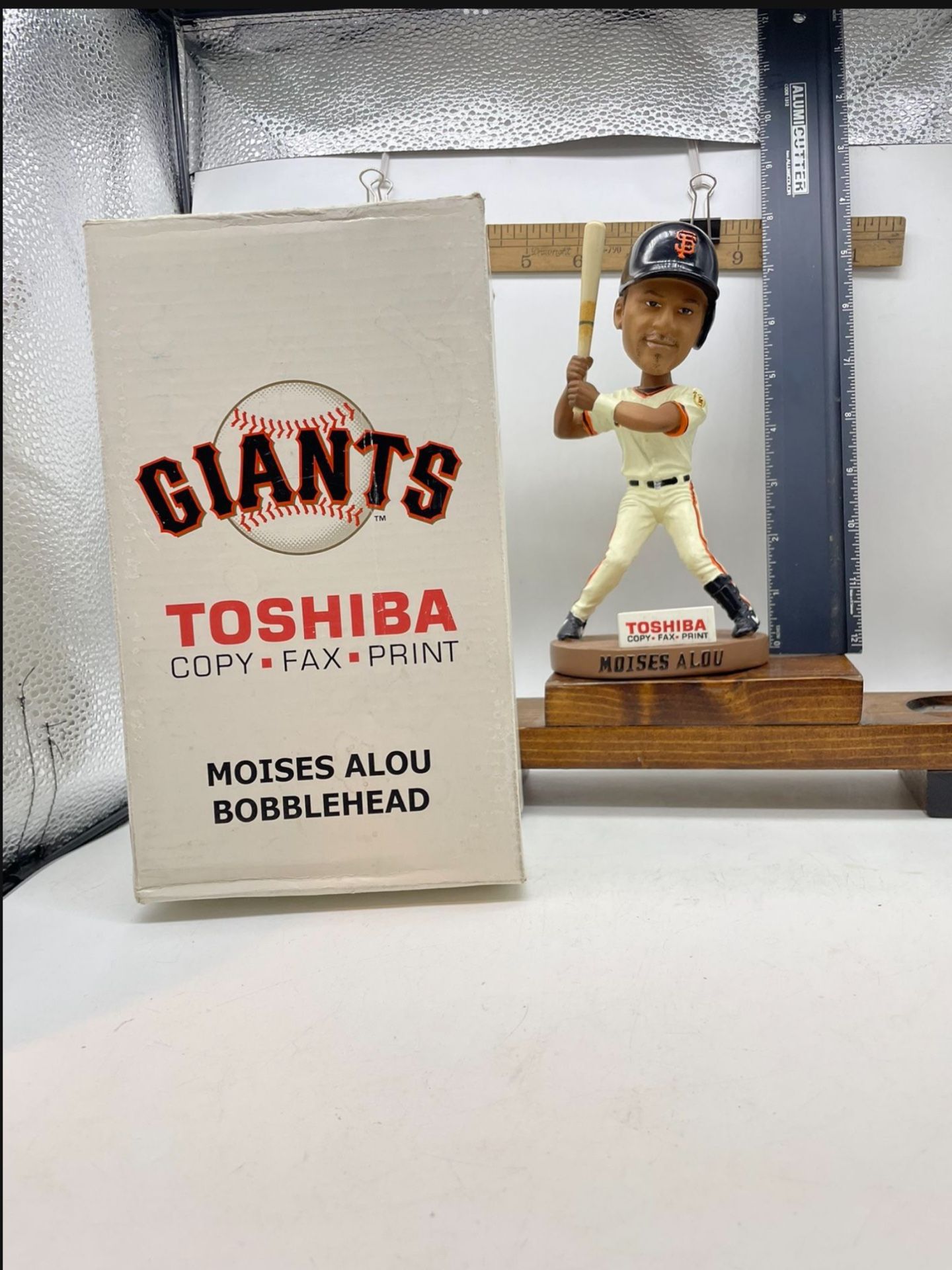 Moises Alou San Francisco Giants bobblehead. It was a stadium giveaway (SGA) item sponsored by Toshiba during the 2006 baseball season