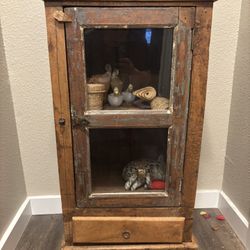 Antique Wooden Cabinet With Glass Door