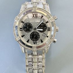 Wittnauer Crystal Chronograph Swarovski Crystal  Watch  10810 New Battery