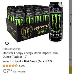 Monster 12 Pk, 18.6 Oz Big Cans, New Sealed Case