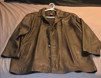 Mossimo Black Genuine Leather Jacket Tagged Large Fits Generous XL
