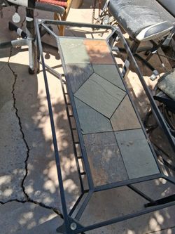 Metal Frame Slate Tile Top Coffee Table