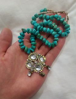 Turquoise and Rhinestone Necklace