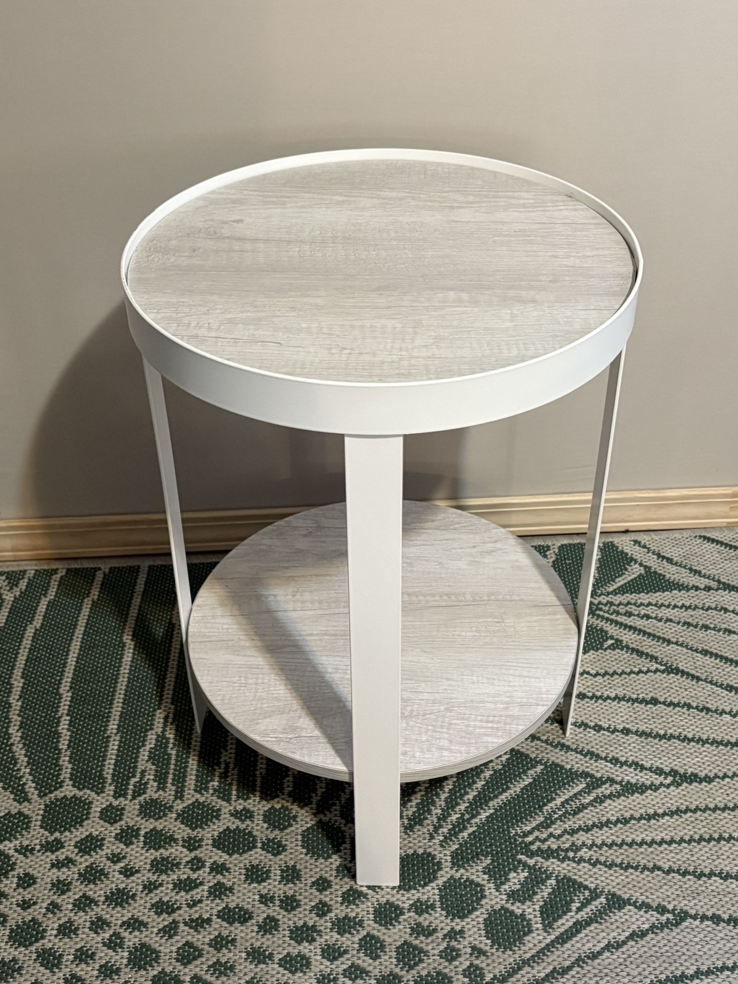 White Iron Accent Table