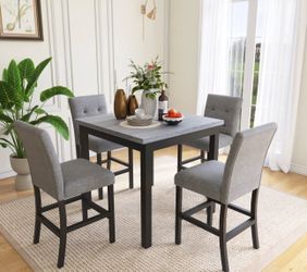 Modern style gray dining room table and chairs set