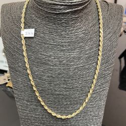 10k Gold SOLID Rope Chain, 20 Inch, 4 MM For A Good Price!!