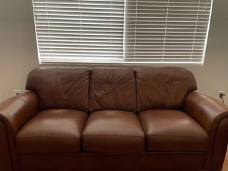 Brown leather sofa