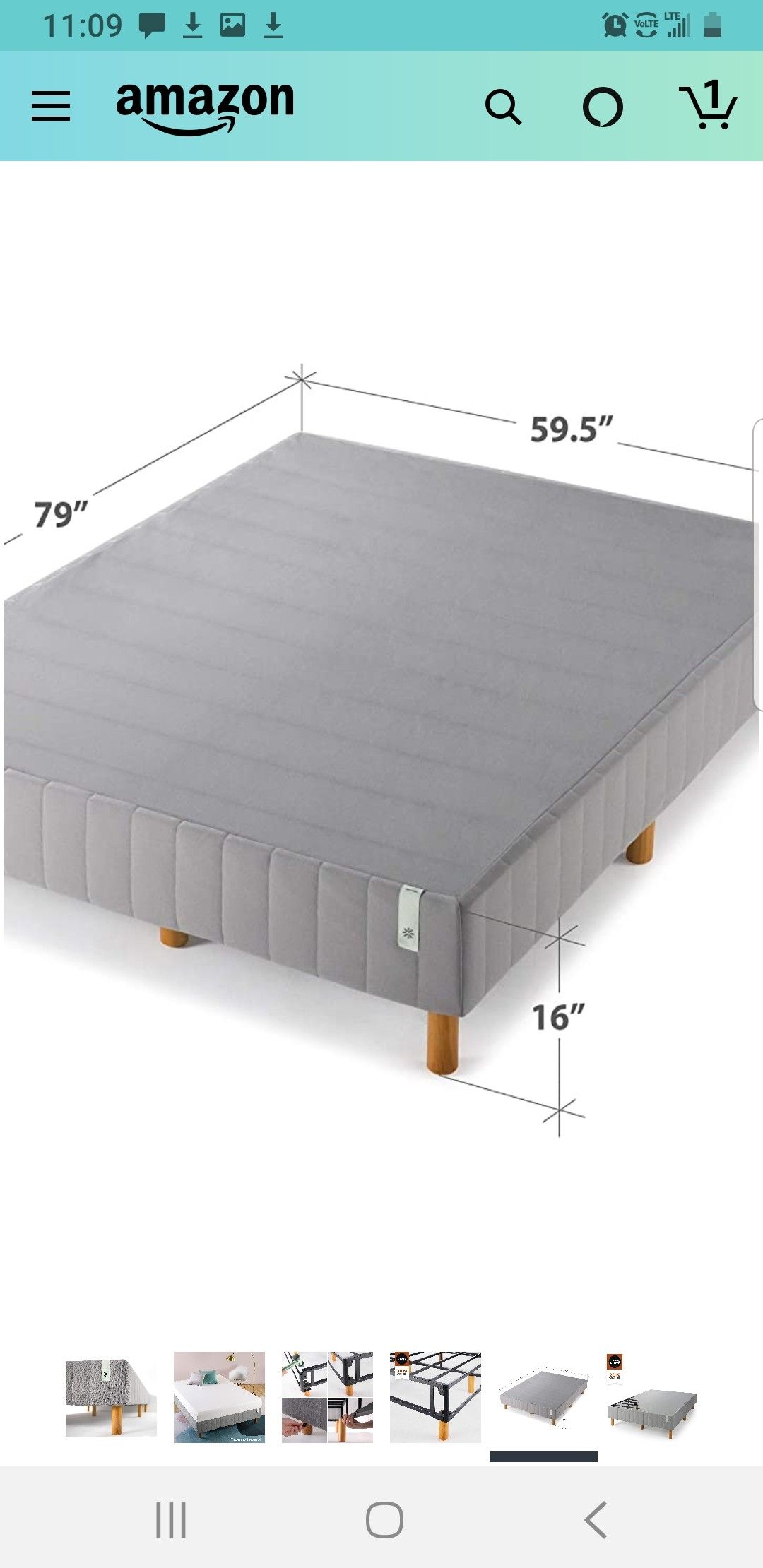 New! Zinus Justina Quick Snap Standing Mattress Foundation / Platform Bed / No Box Spring Needed / Grey, Queen