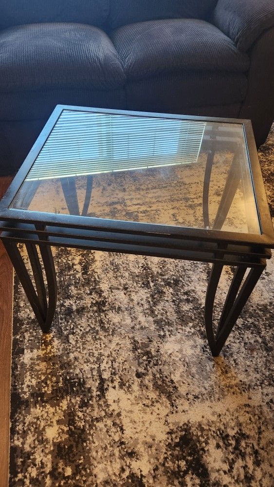 Metal and glass end table