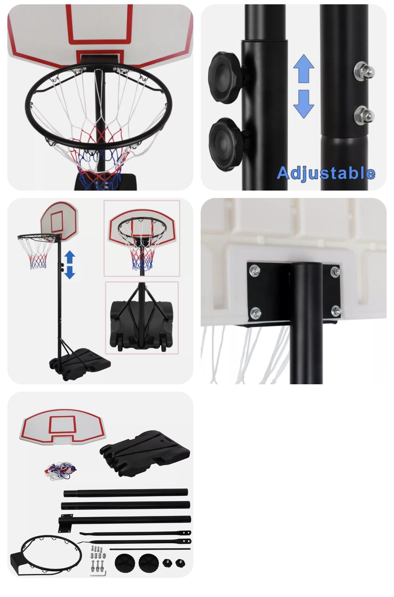 Pro 7ft Basketball Hoop Adjustable Height Portable Backboard System Junior Kid