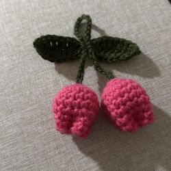 Crochet tulip keychain