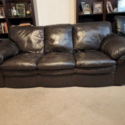 Leather couch and loveseat