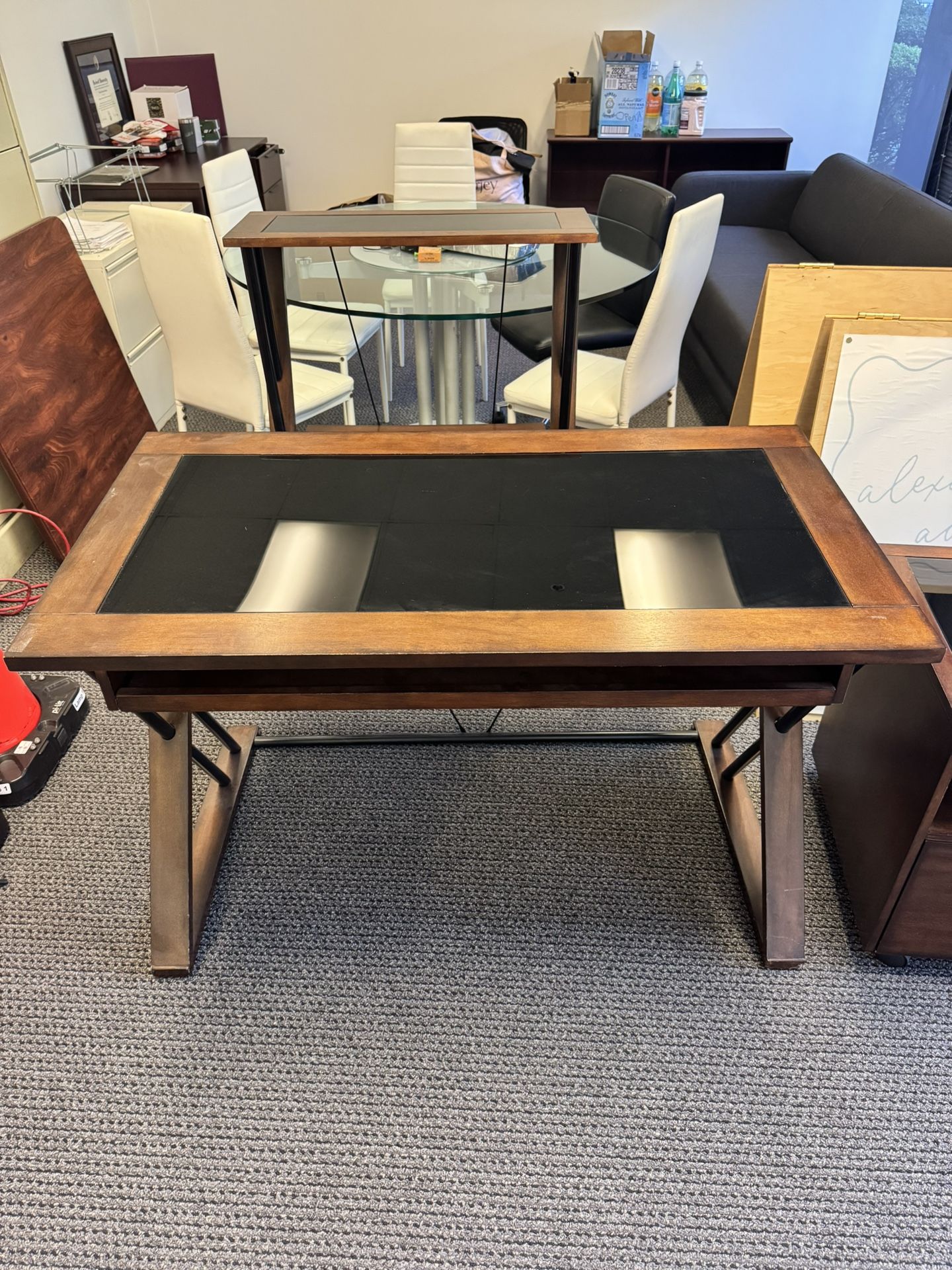 Home Office Desk Set With Bookshelf And Side Drawer