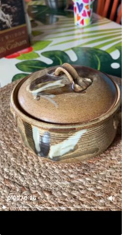 Handmade Stoneware Pottery Dish with Lid