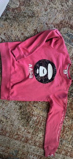 AAPE Pink BAPE Logo Crewneck Sweatshirt XS