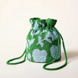 BNWT Kate spade x target blue green cinch Beaded Rose Drawstring Bucket Bag