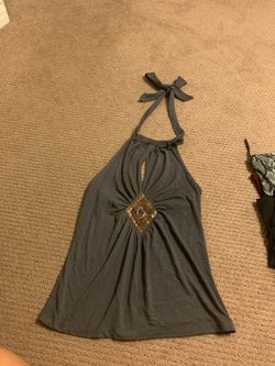 Grey Beautiful Detailed Halter Top size Medium