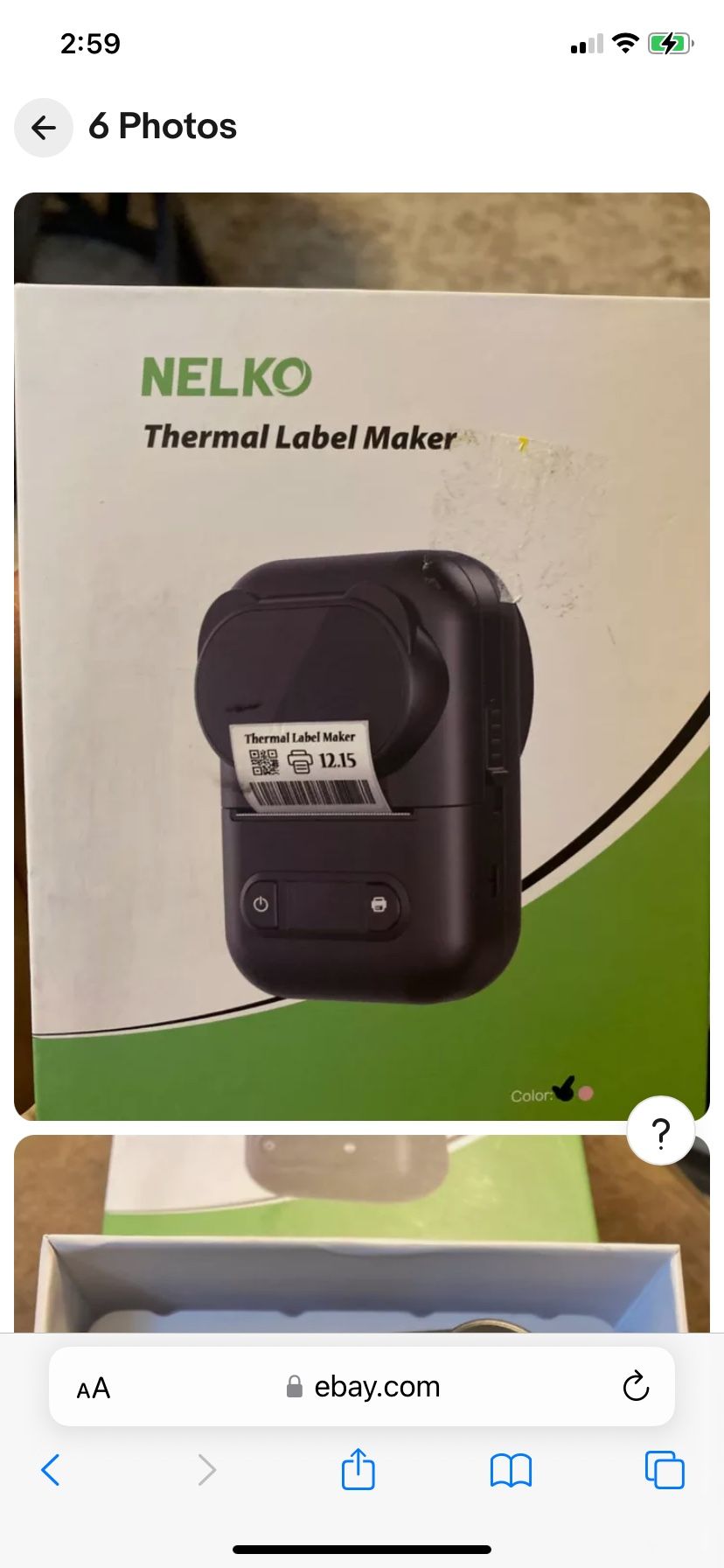 Nelko Thermal Label Printer Model: P110 Rated Power: 5V= 1A Battery: 1500mAh