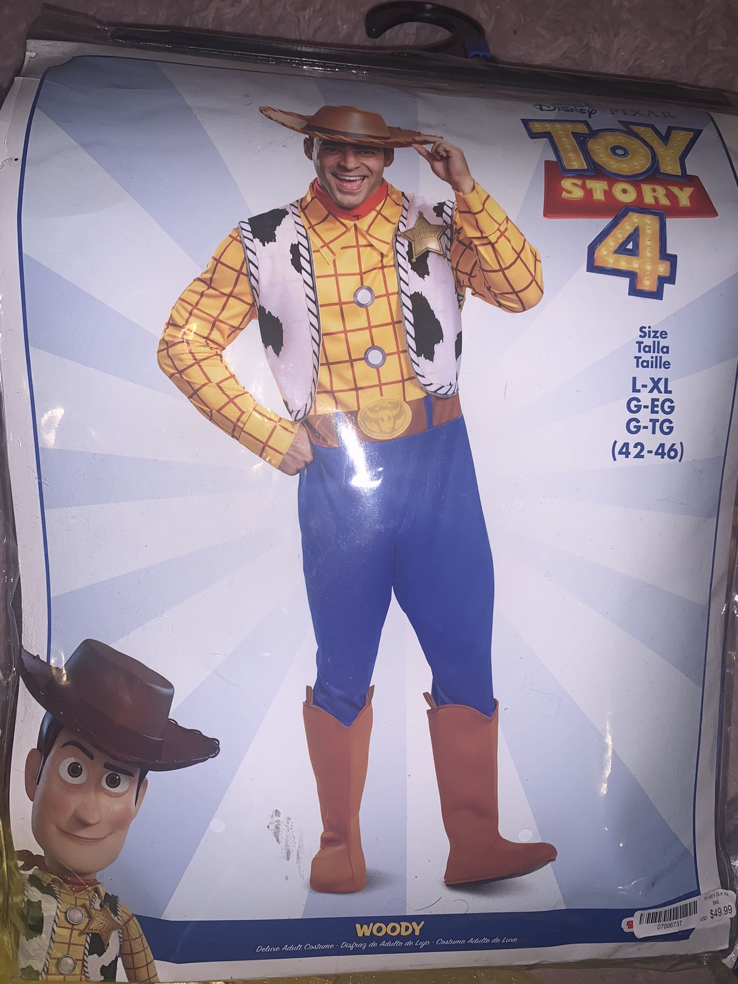 TOY STORY 4 WOODY! HALLOWEEN COSTUME ADULT SIZE L-XL LAST ONE IN STOCK EVERYTHING INCLUDED!!! INCLUDING NECK TIE CONTACT IF INTERESTED!!! 🎃 👻