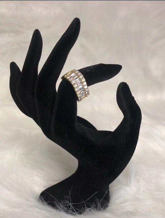 Premier Designs Gold and CZ Cocktail Ring Size 7