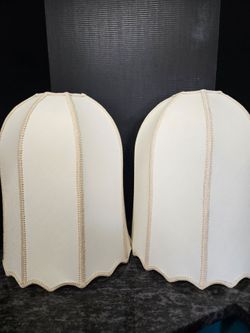 Vintage Hollywood Regency Bell Lamp Shades Neutral Collor French Braid Silk 20"L