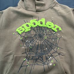 Green grey sp5der hoodie 