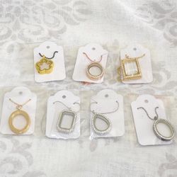 Floating Memory Lockets Assorted Styles Shapes Lot of (7) + (100) Charms