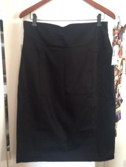 Black stretch cotton pencil skirt
