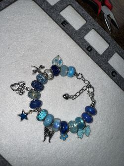 Blue And Silver Themed Charm Bracelet