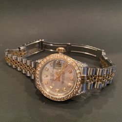 Rolex ladies Datejust Silver Diamond Watch 