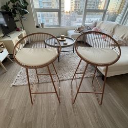 2 30” Rose Gold Bar Stools 