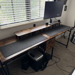 Two Person Desk w/Desk Risers
