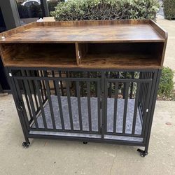 Dog Crate & Large Dog Kennel, Heavy Duty Wooden Dog Cage with Storage ( #7 )