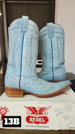 9 Men's Western Cowboy Boots Avestruz Pale Sky Blue $120 obo