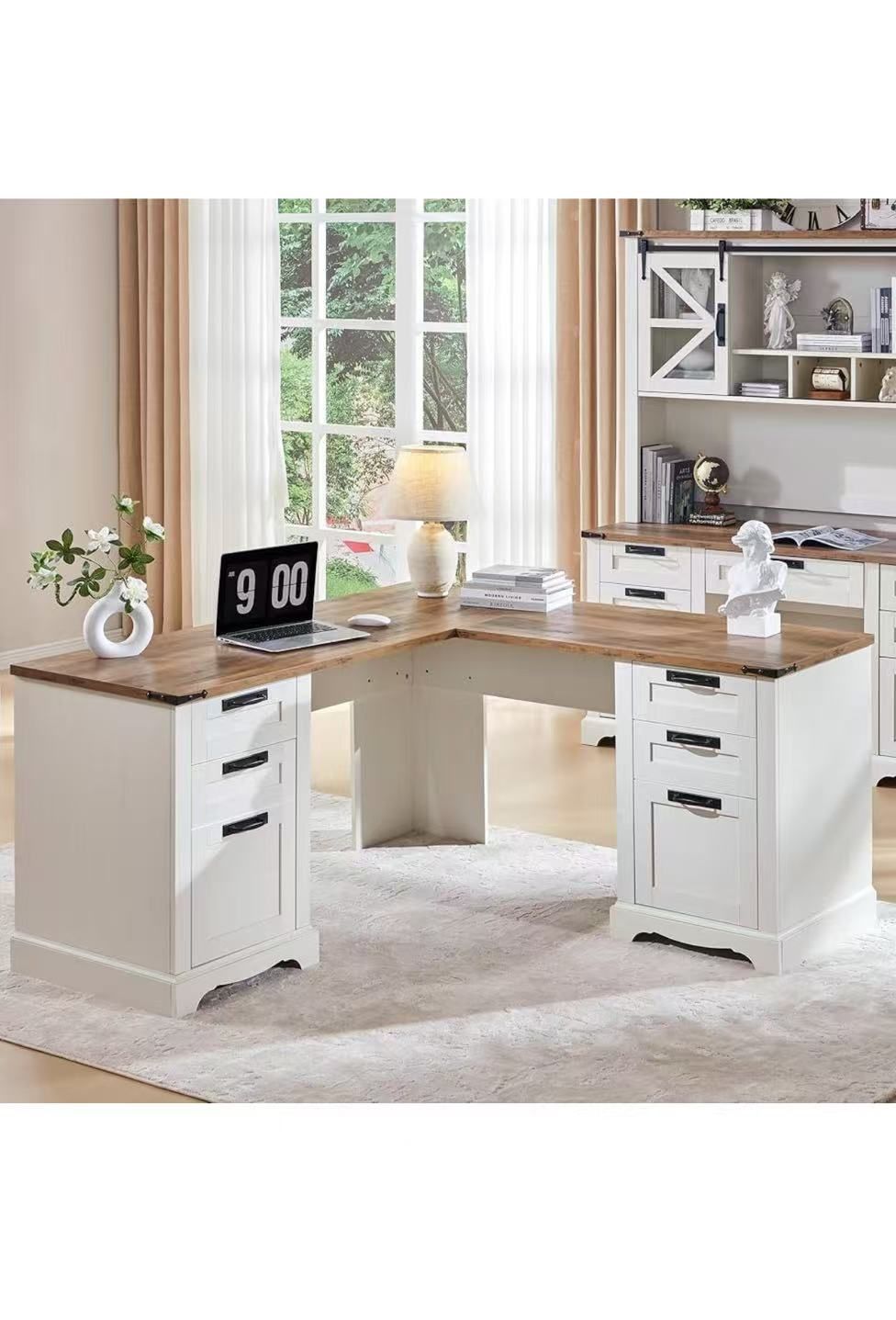 RedLemon 60" Farmhouse L Shaped Executive Desk