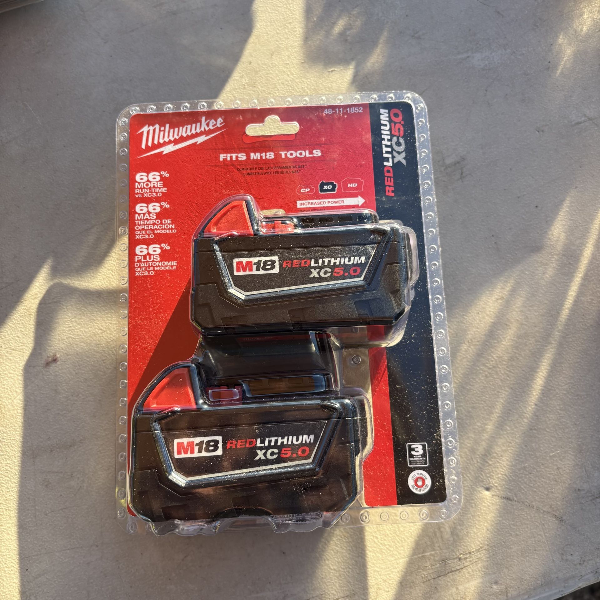 Milwaukee M18 5.0 Battery Pack Of 2