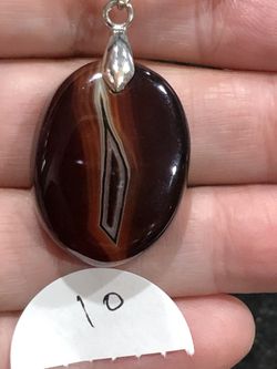 New1.5” Agate stone necklace pendant,16” ,brownish color,never been used