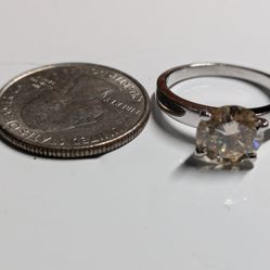 Anniversary Chocolate Moissanite VVS Ring , Size 7 , Rhodium Plated 925 Sterling Silver 