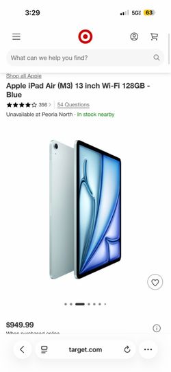 iPad Air 13 inch blue m3 chip