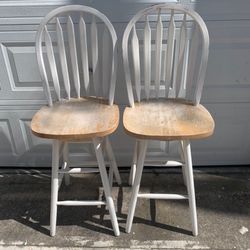 White & Brown Swiveling Bar Stool