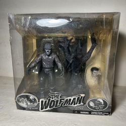 Universal Monsters The Wolfman Lon Chaney B/W Vintage Diorama Jakks Pacific 2002