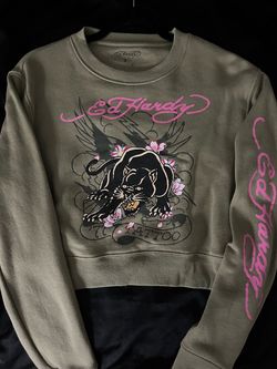 Ed Hardy Panther Graphic Crop Sweatshirt