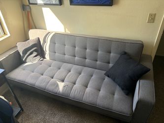 Gray Tufted Futon Couch Sofa Bed – Must Go ASAP! $50