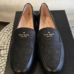 Brand New Elegant Leather Kate Spade New York Black City Lights Glitter Shoes. Size 7.5